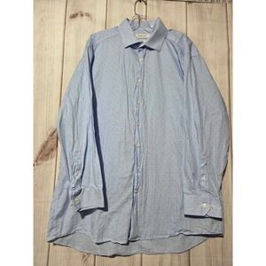 Michael Strahan Collection Mens Light Blue Micro Dot Wrinkle Free Shirt 18 34 35